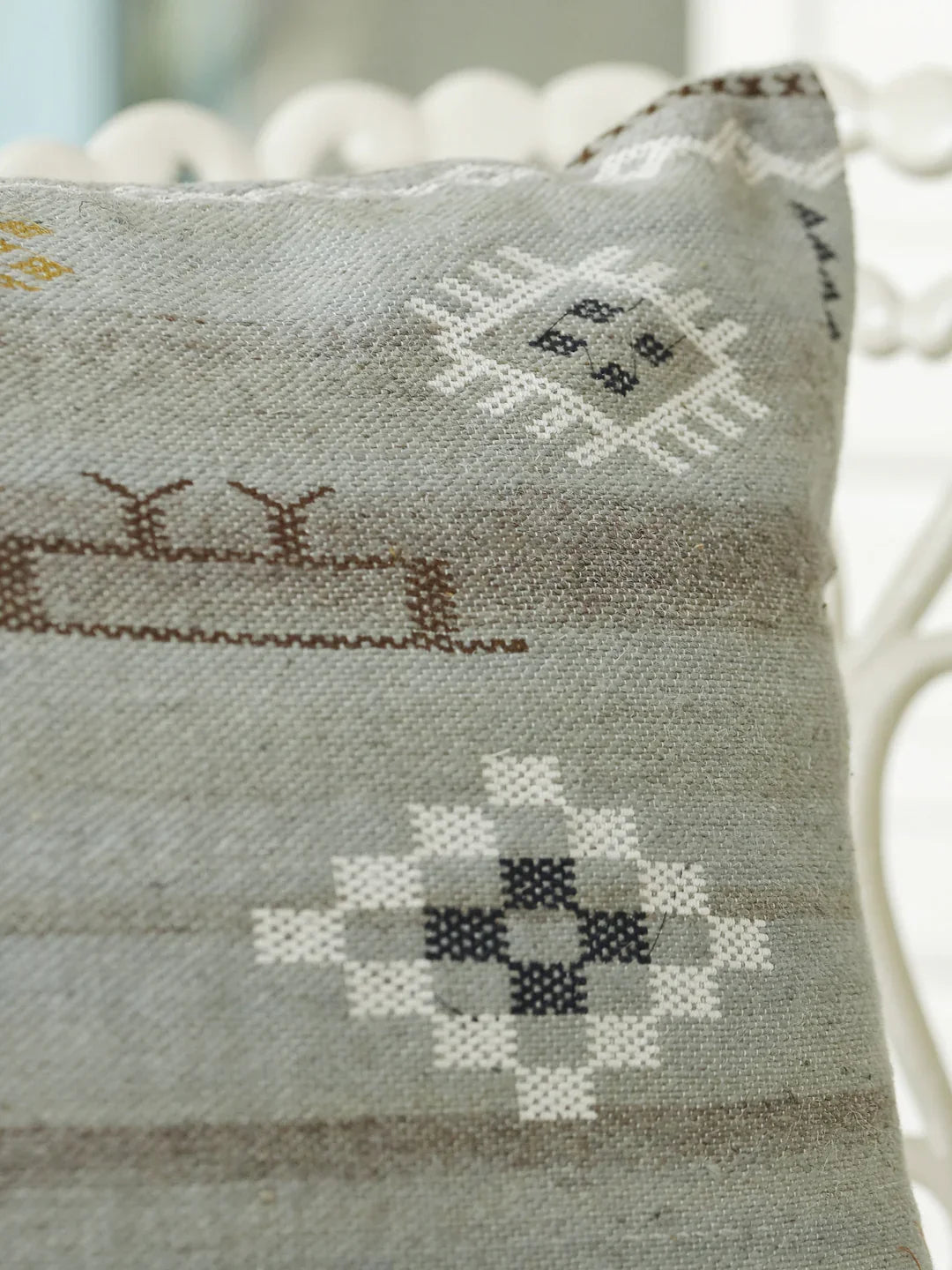 Jute Cotton Grey Colour Geometric Cushion Covers - SanskrutiHomes