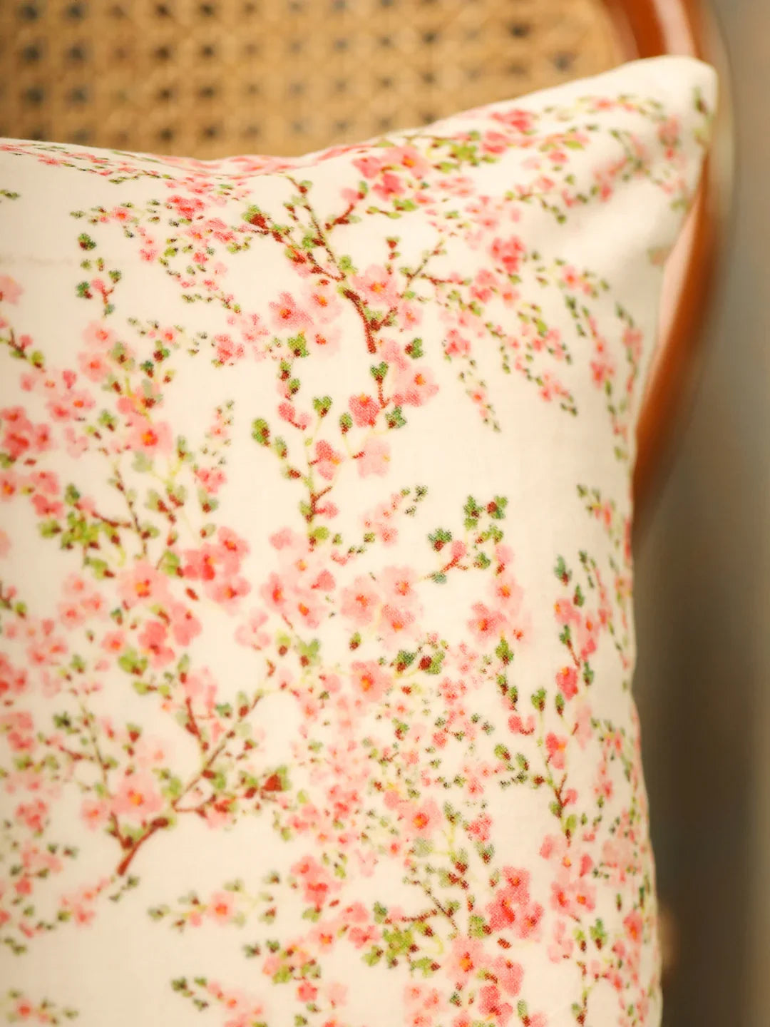 Pink Color Floral Print Square Cushion Covers