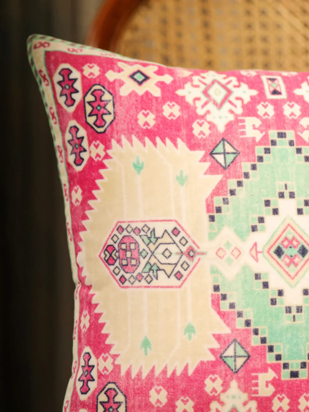 Velvet Pink Colour Geometric Cushion Covers - SanskrutiHomes