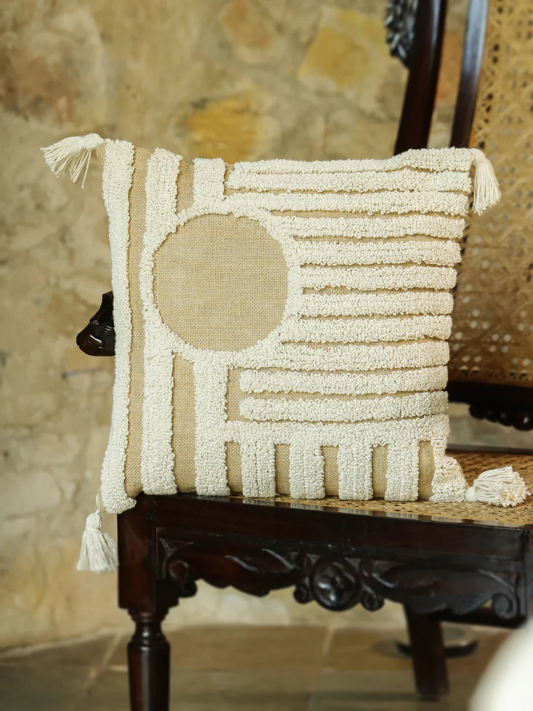 Cotton Off White Colour Embroidered Cushion Covers - SanskrutiHomes
