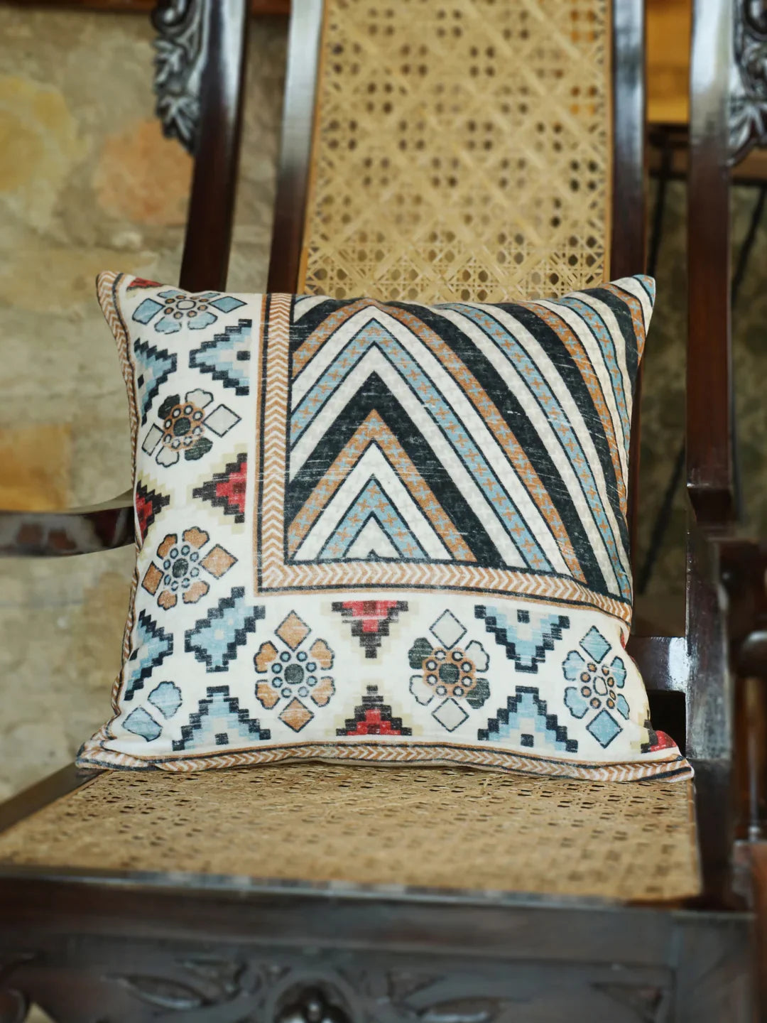 Velvet Multi Colour Geometric Cushion Covers - SanskrutiHomes