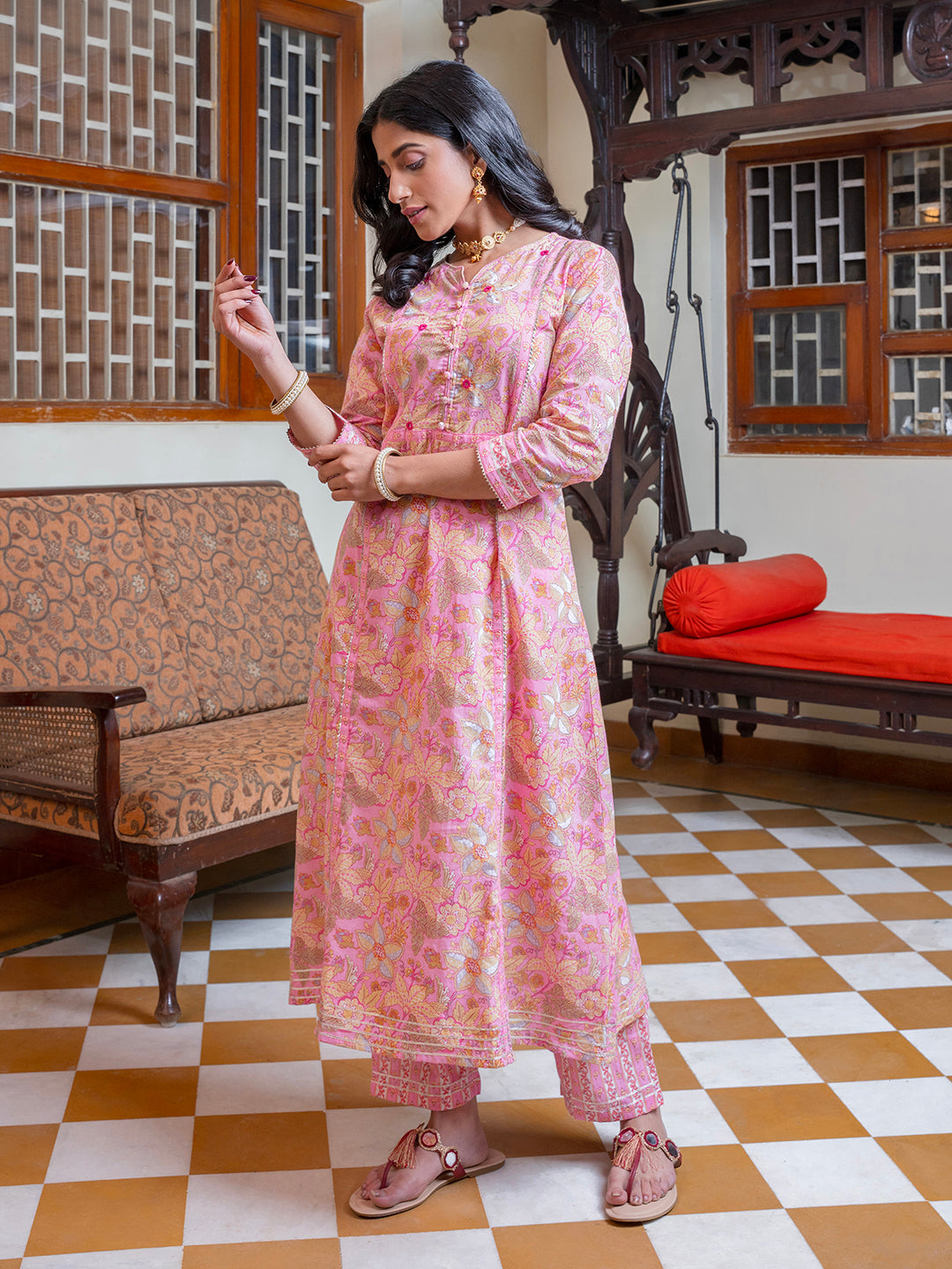 Pink Cotton Kurta for Women