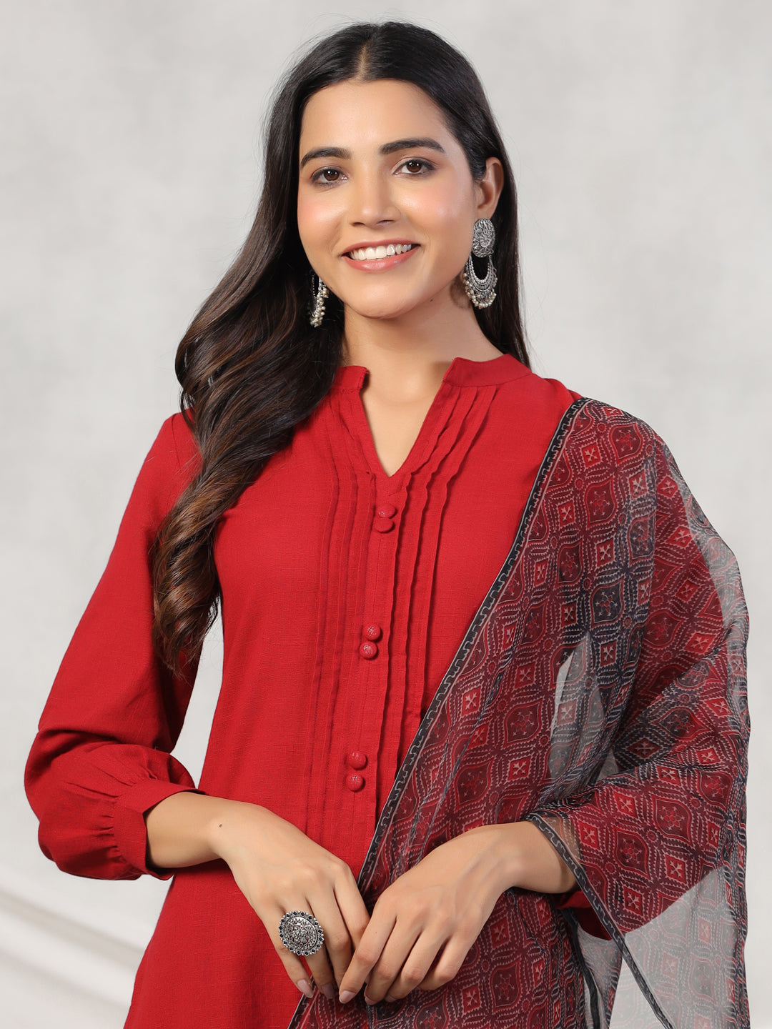 Women Pure Cotton Kurta Set With Orgenza Dupatta