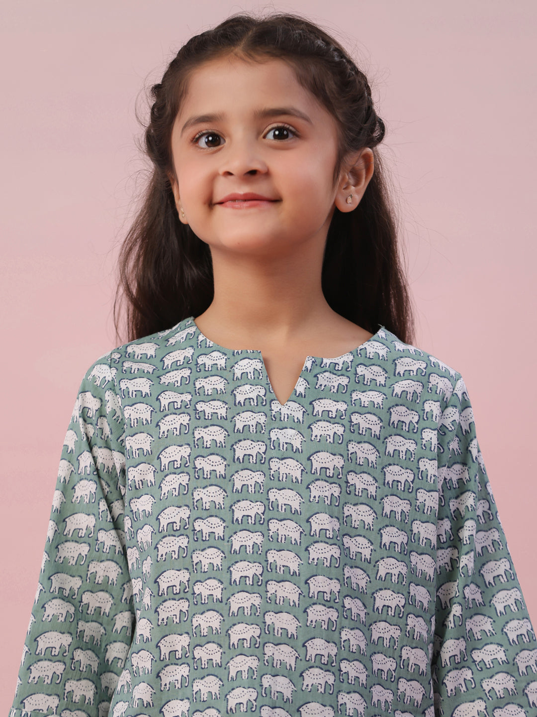 Elephant Printed Cotton Kids Night Suit