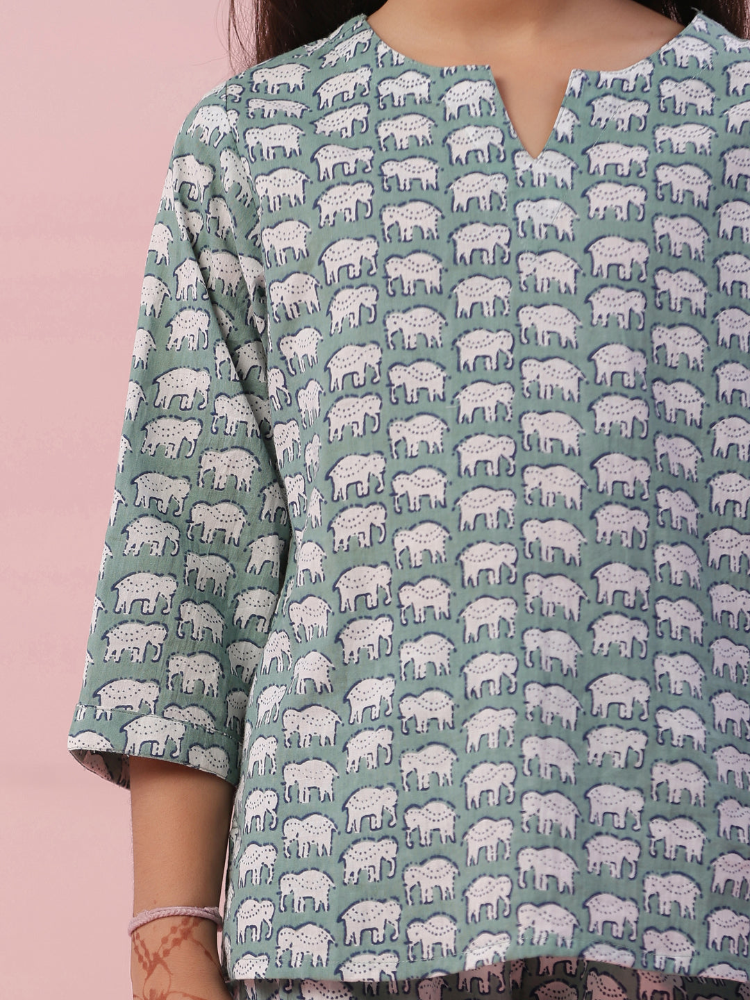 Elephant Printed Cotton Kids Night Suit