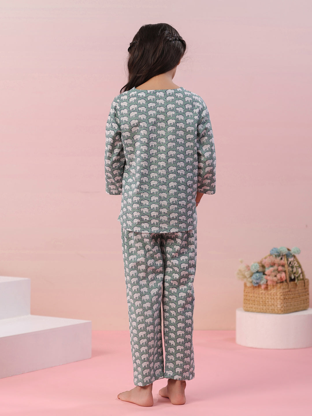Elephant Printed Cotton Kids Night Suit
