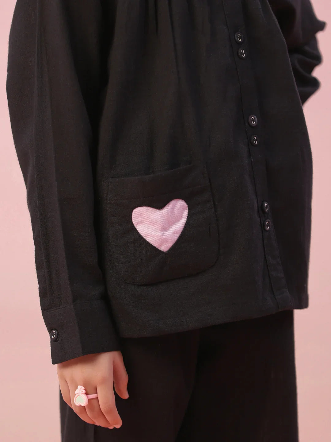 Black Round Neck Cotton Night Suit for Kids - SanskrutiHomes