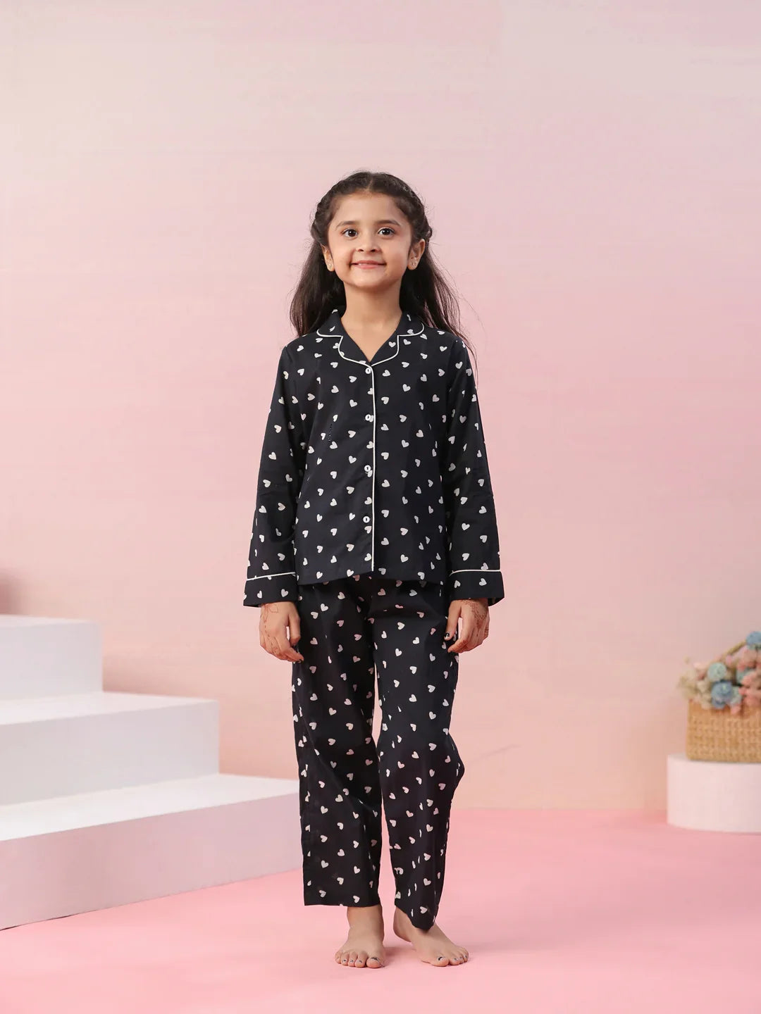 Heart Printed Cotton Night Suit for Kids - SanskrutiHomes
