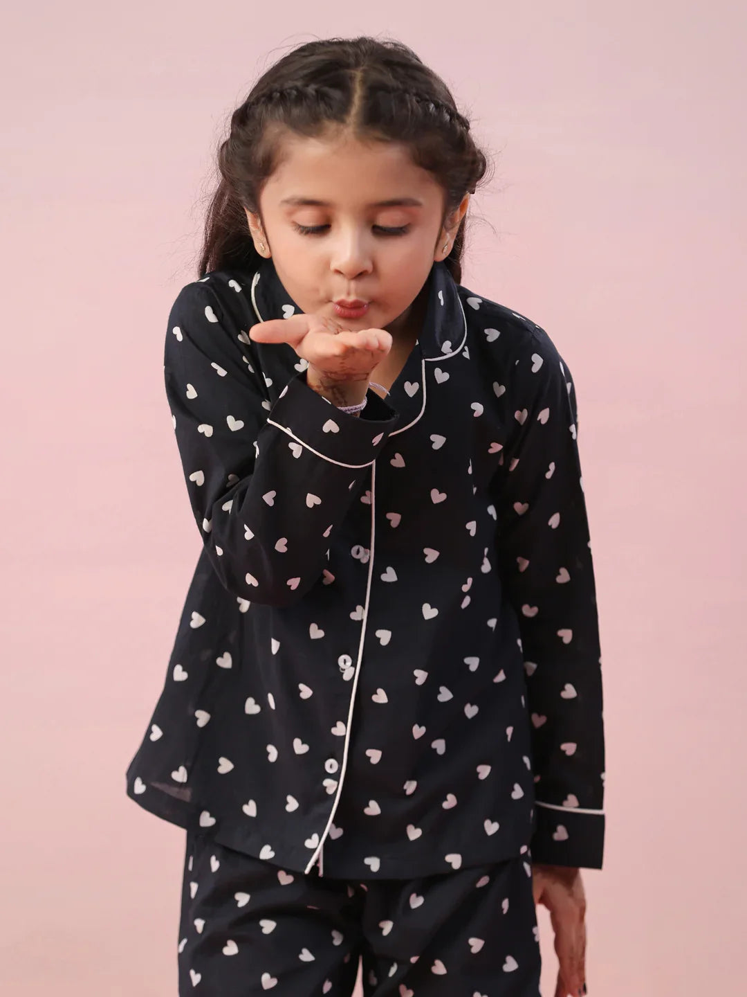 Heart Printed Cotton Night Suit for Kids - SanskrutiHomes