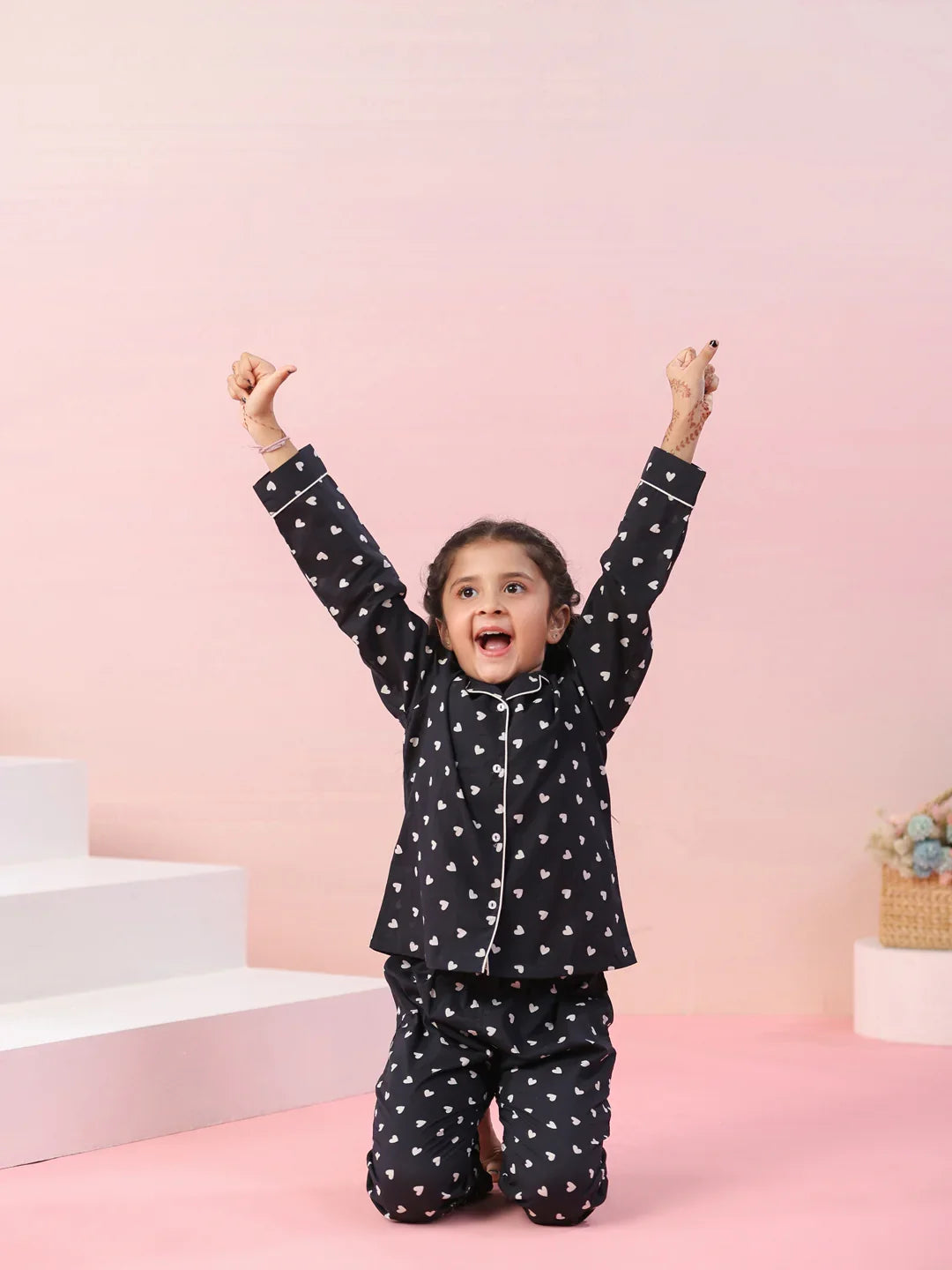 Heart Printed Cotton Night Suit for Kids - SanskrutiHomes