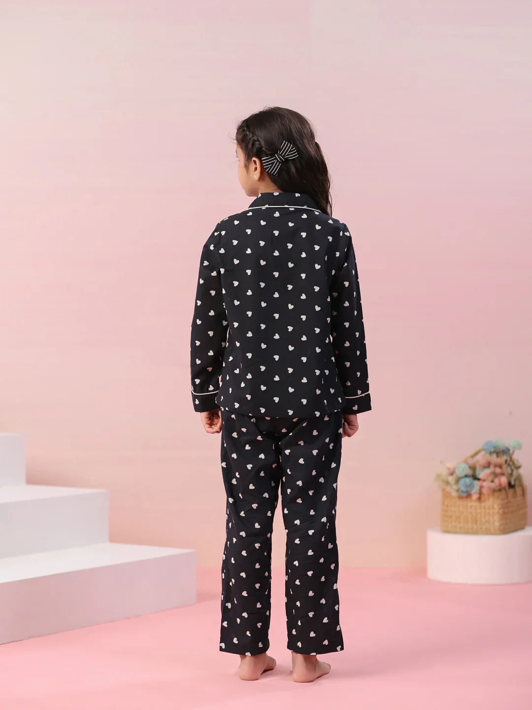 Heart Printed Cotton Night Suit for Kids - SanskrutiHomes