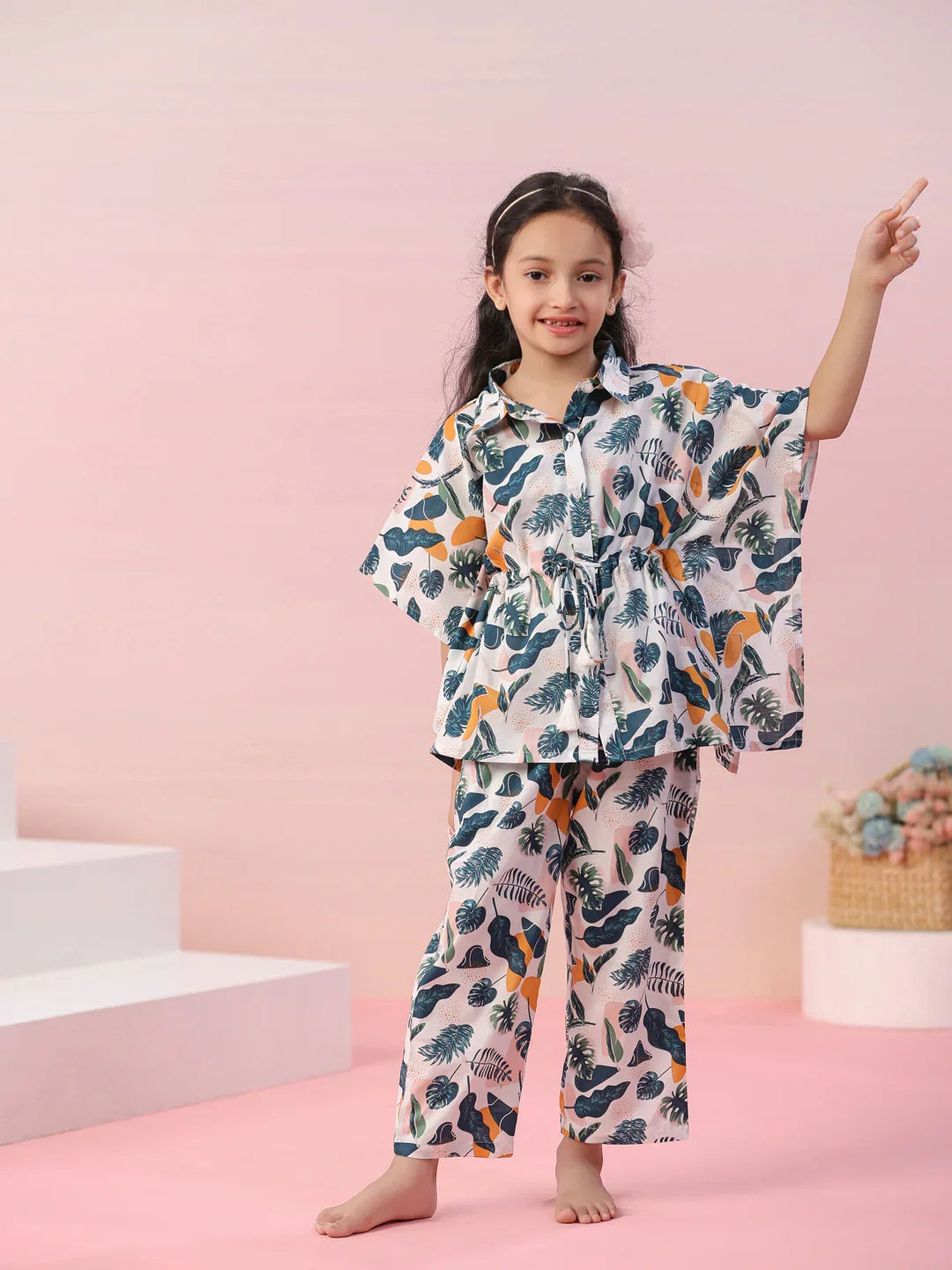 Floral Printed Cotton Kids Night Suits - SanskrutiHomes
