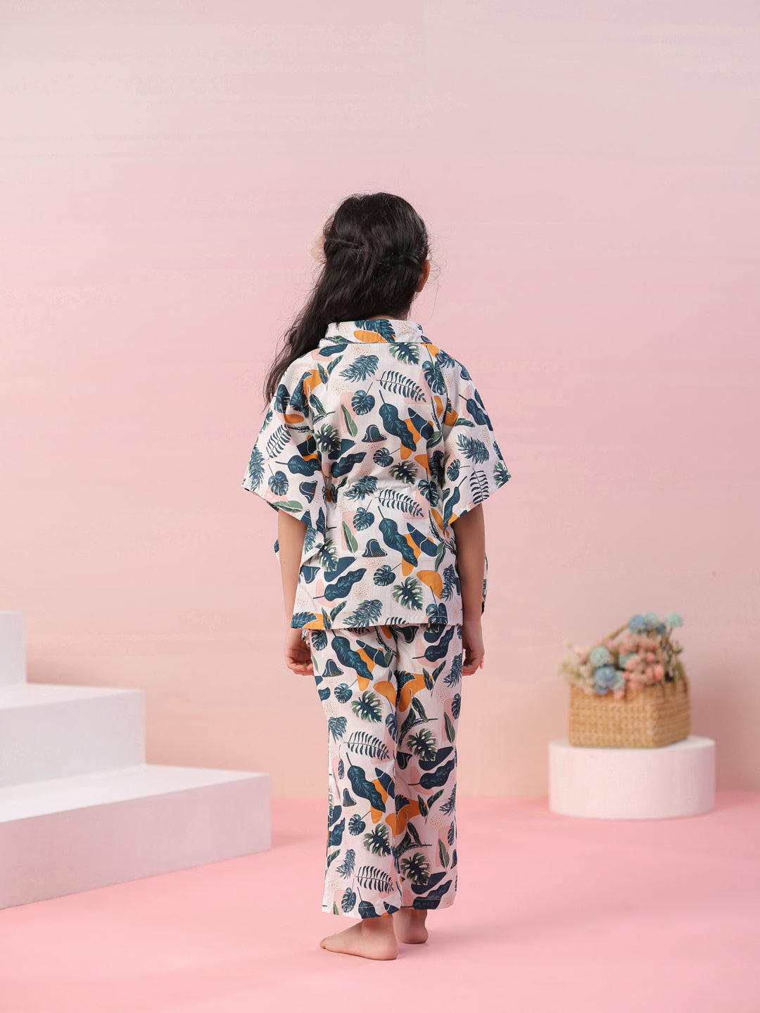 Floral Printed Cotton Kids Night Suits - SanskrutiHomes