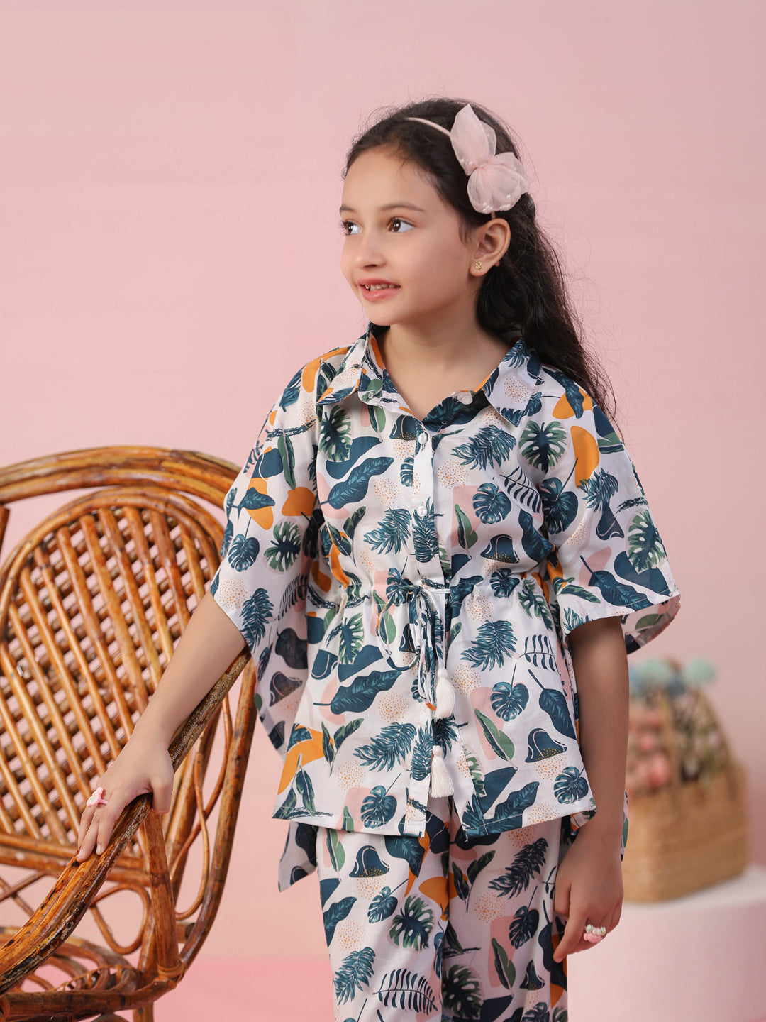 Floral Printed Cotton Kids Night Suits - SanskrutiHomes