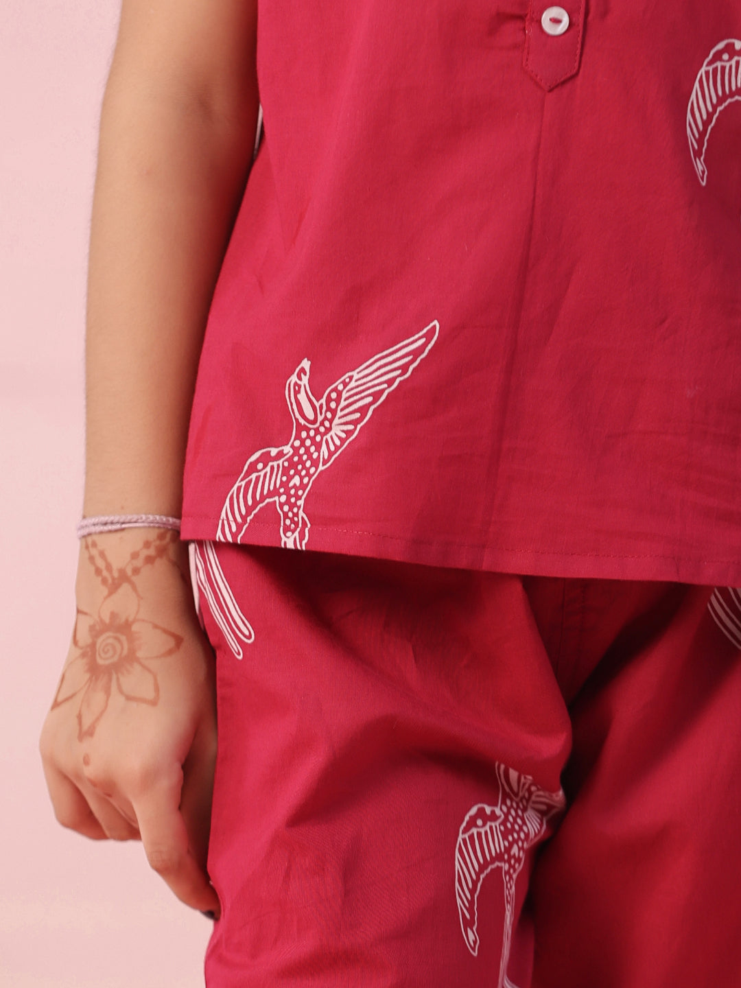 Sparrow Bird Printed Cotton Kids Night Suit