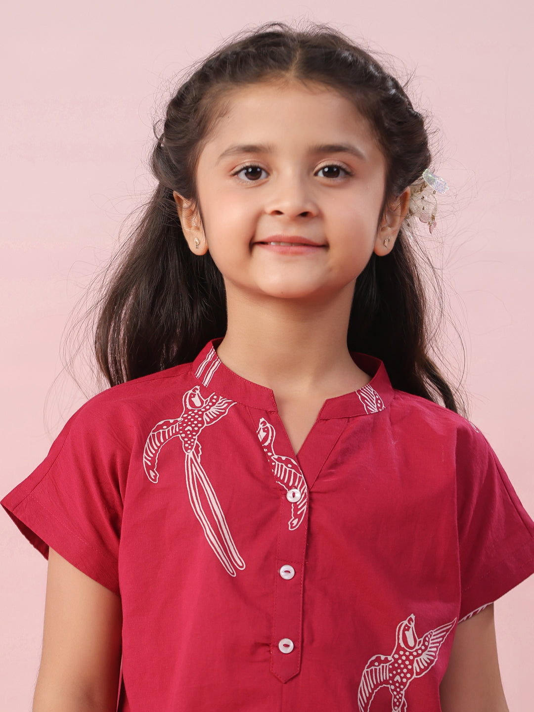 Sparrow Bird Printed Cotton Kids Night Suit