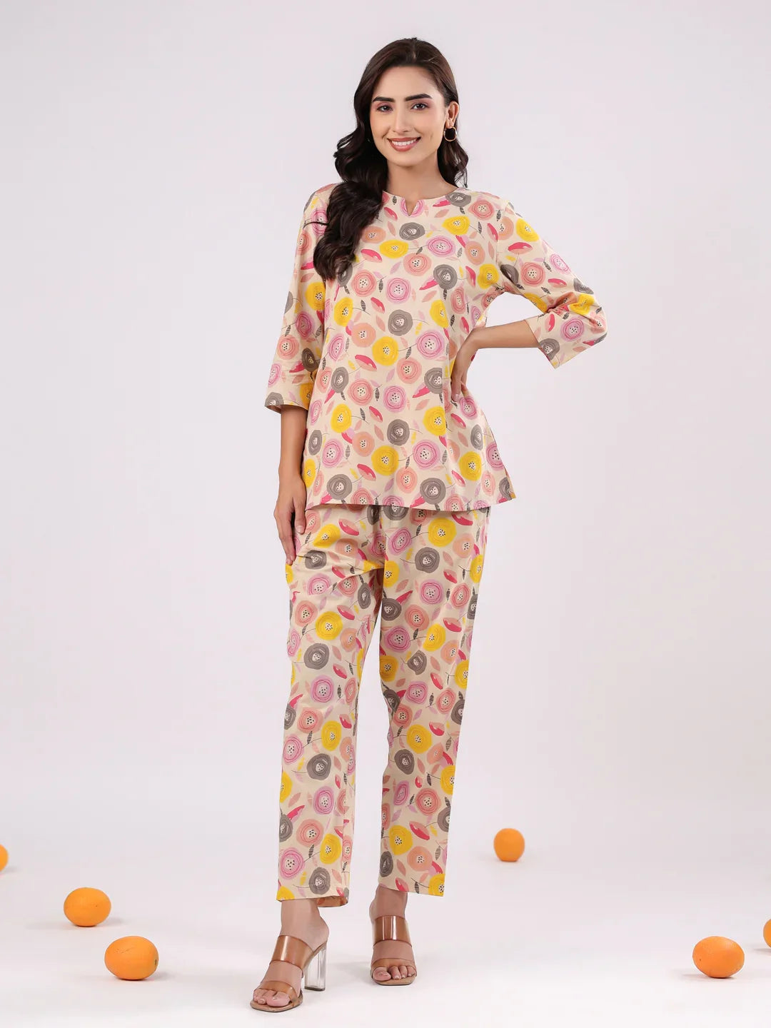 Purple Flower Printed Night Suit