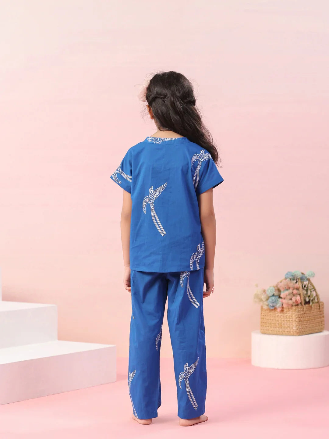Sparrow Printed Cotton Kids Night Suit - SanskrutiHomes
