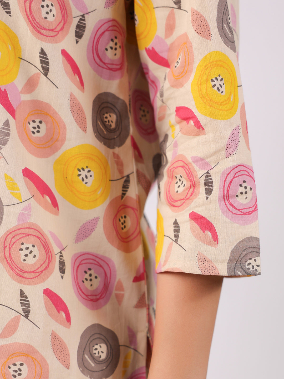 Pink Flower Printed Night Suit Set