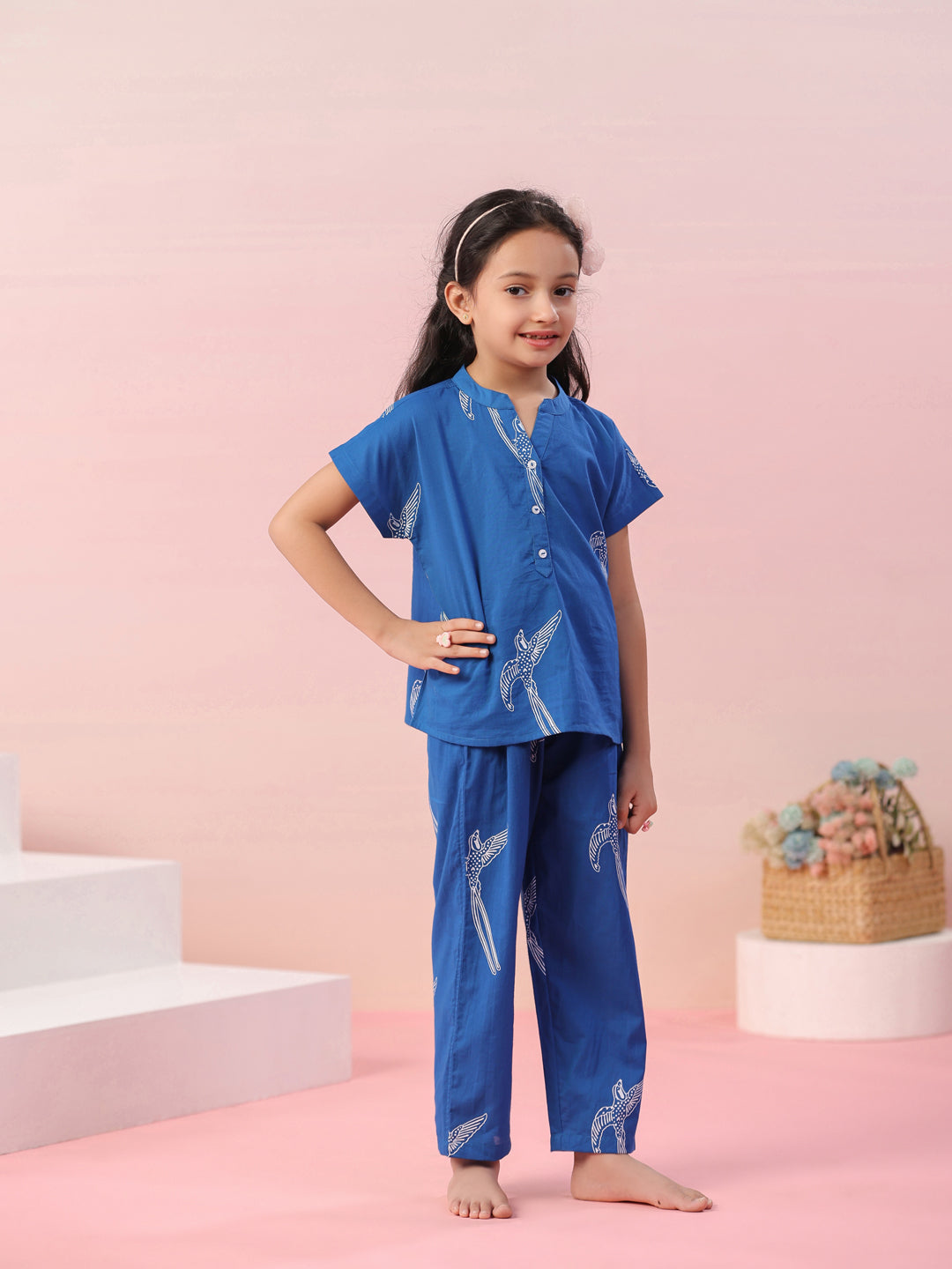 Sparrow Printed Cotton Kids Night Suit