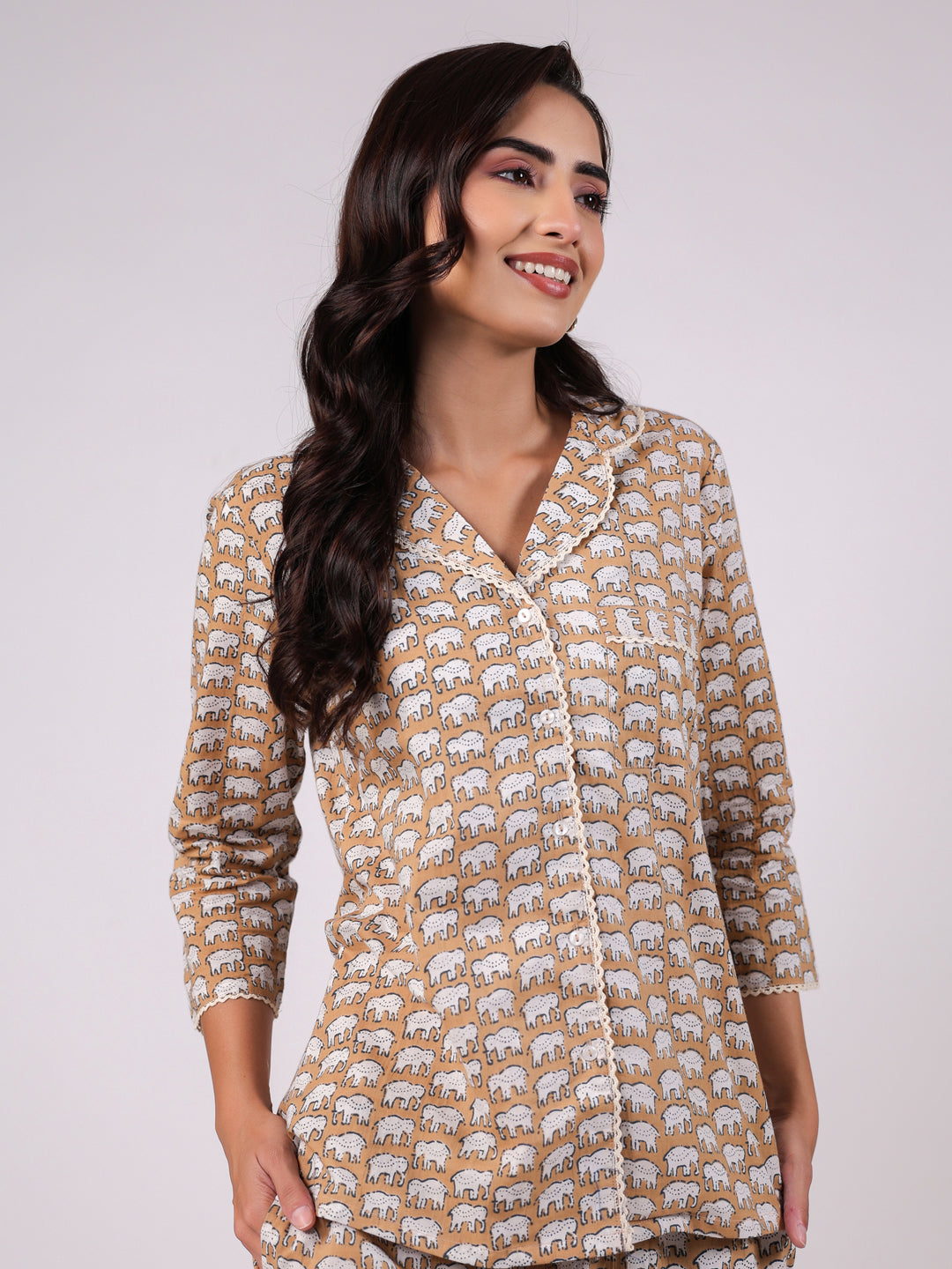 Animal Print Cotton Night Suit Set