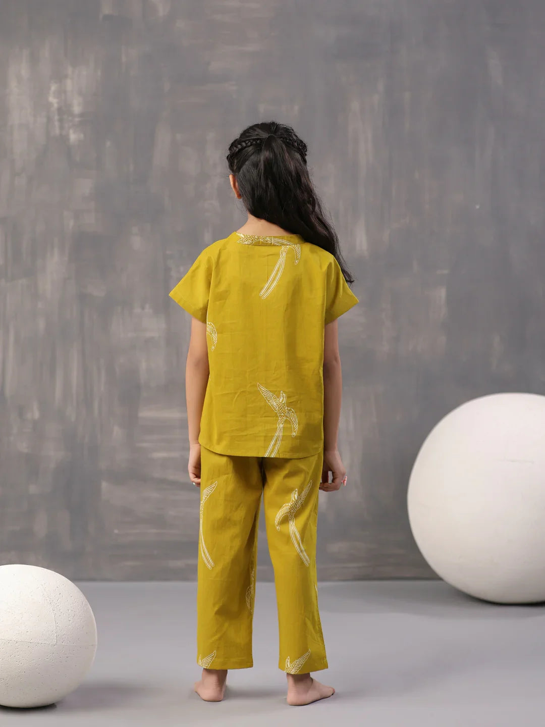 Sparrow Bird Printed Cotton Kids Night Suit - SanskrutiHomes