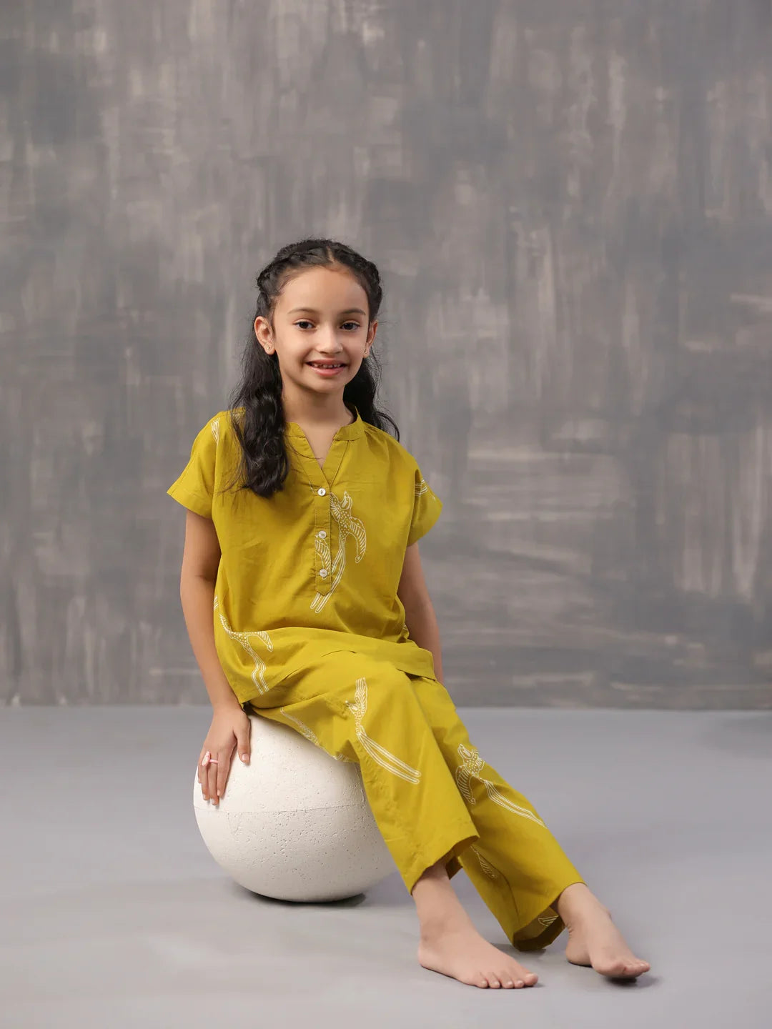 Sparrow Bird Printed Cotton Kids Night Suit - SanskrutiHomes