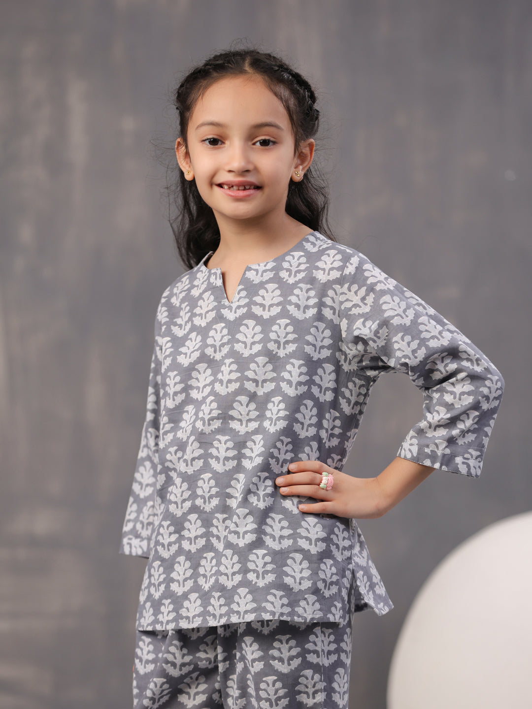 Flower Printed Cotton Kids Night Suit - SanskrutiHomes