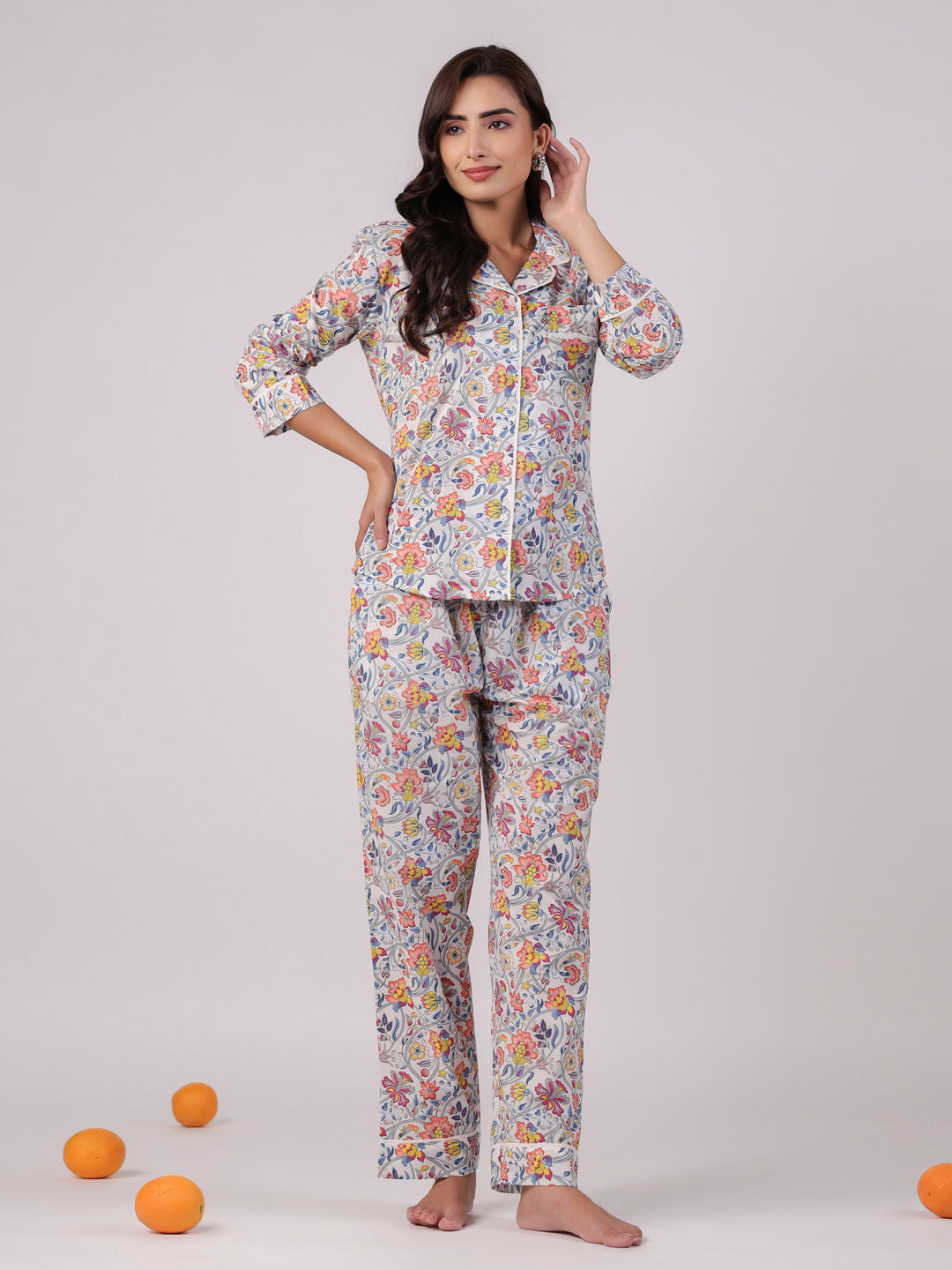 Cotton Printed Blue Night Suit Set