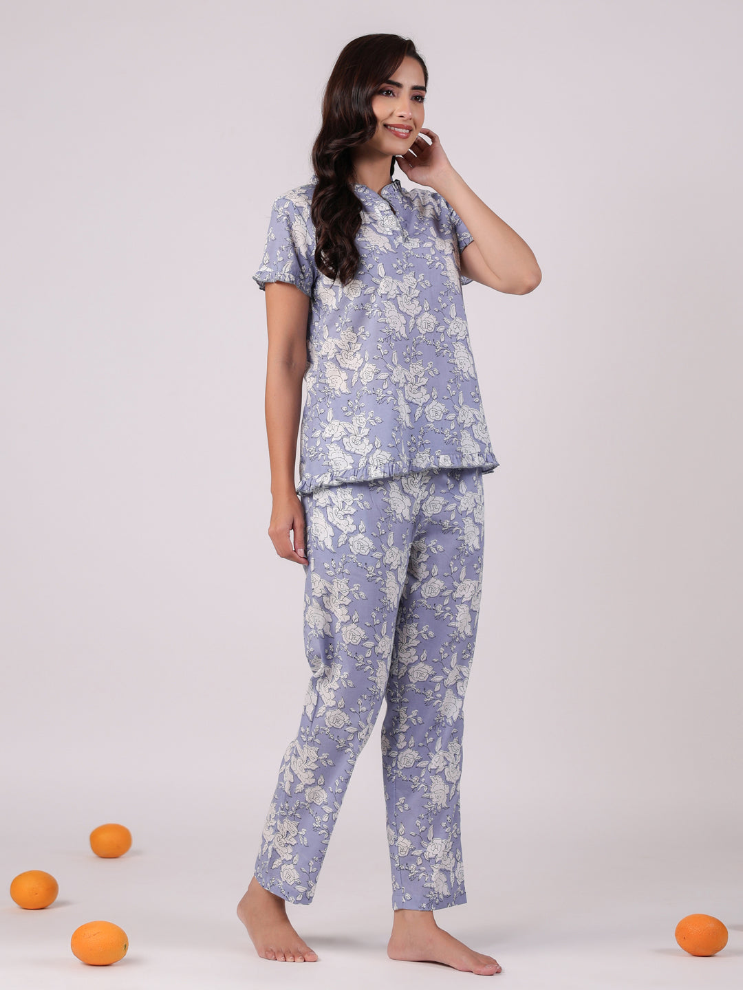 Floral Printed Cotton Night Suit Set