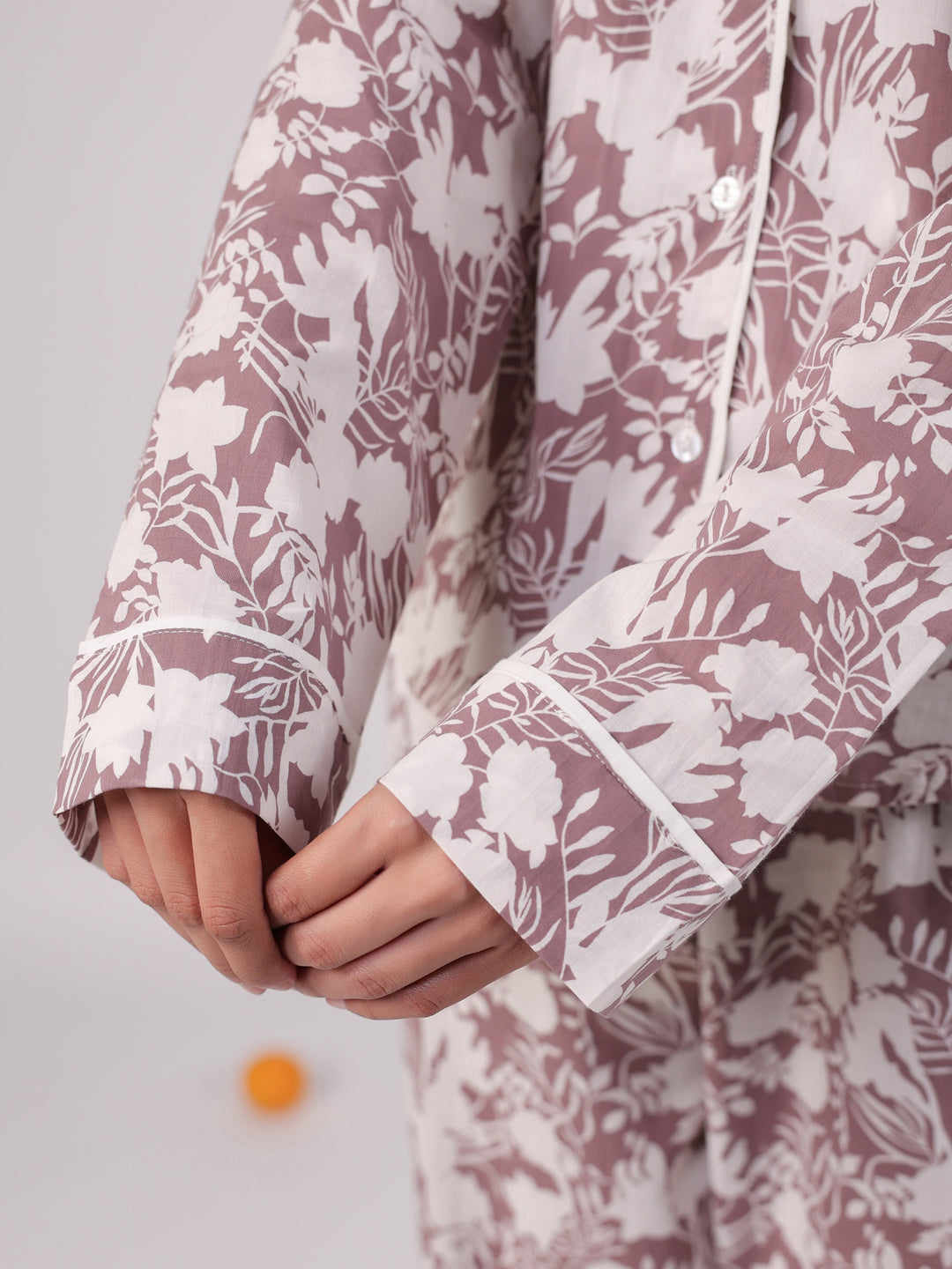 White Flower Printed Night Suit Set