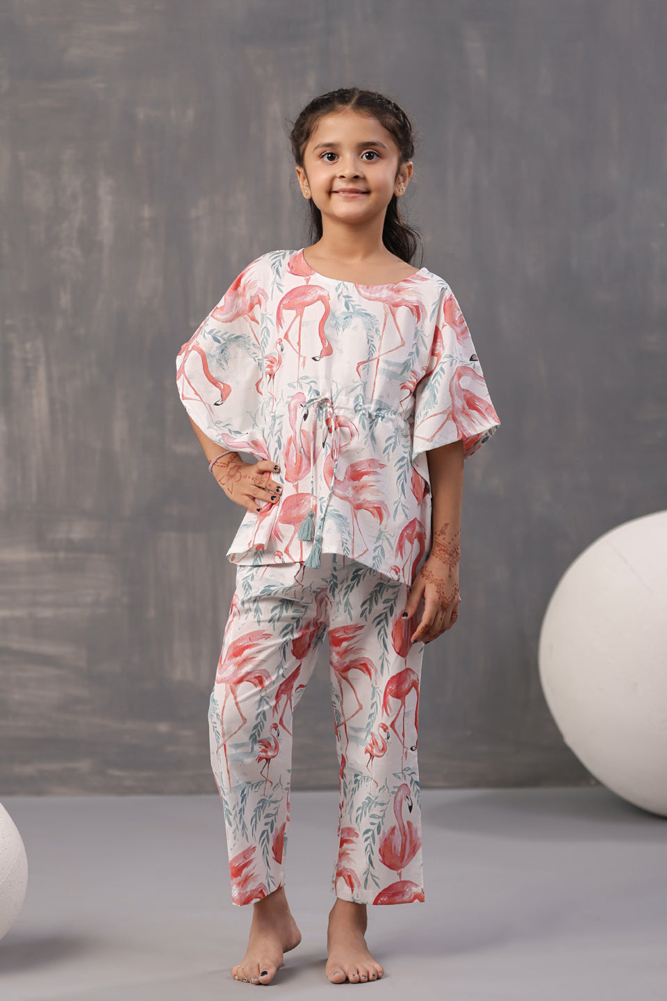 Floral Printed Cotton Night Suit for Kids