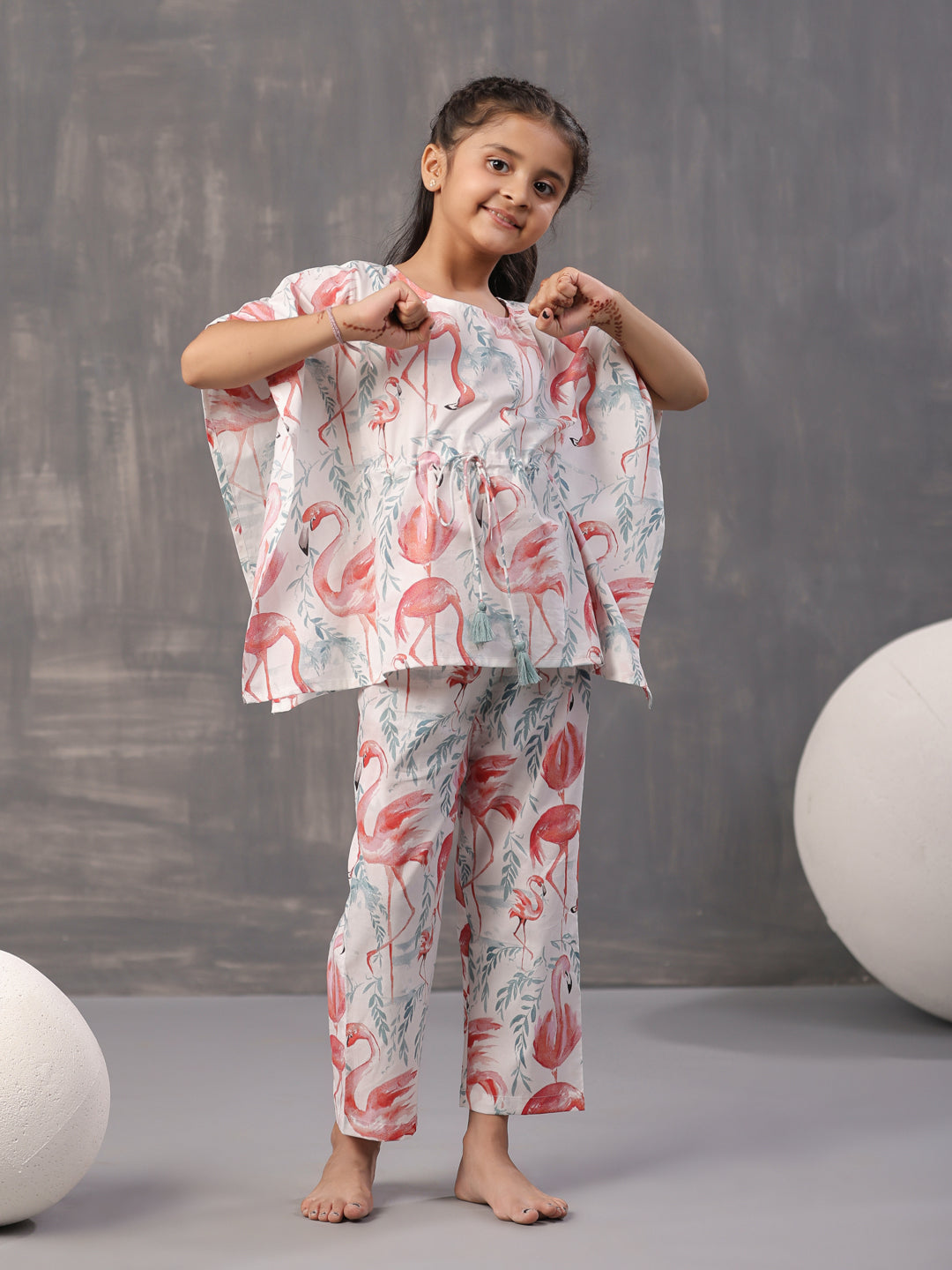 Floral Printed Cotton Night Suit for Kids