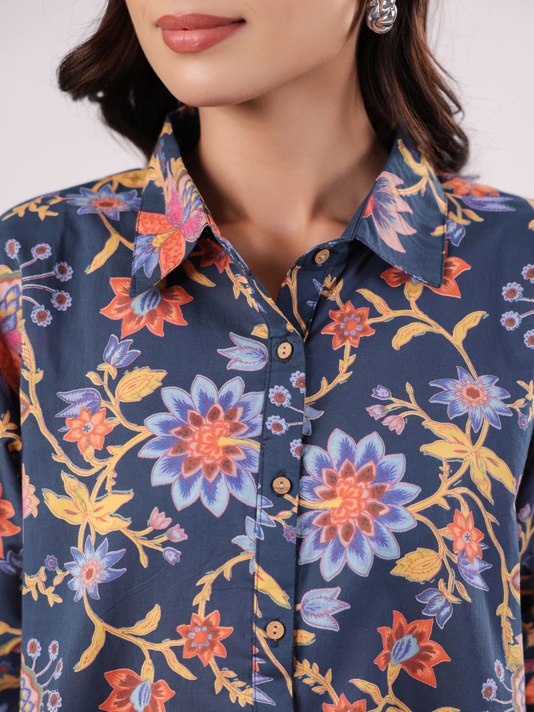 Multi Flower Printed Night Suit Set