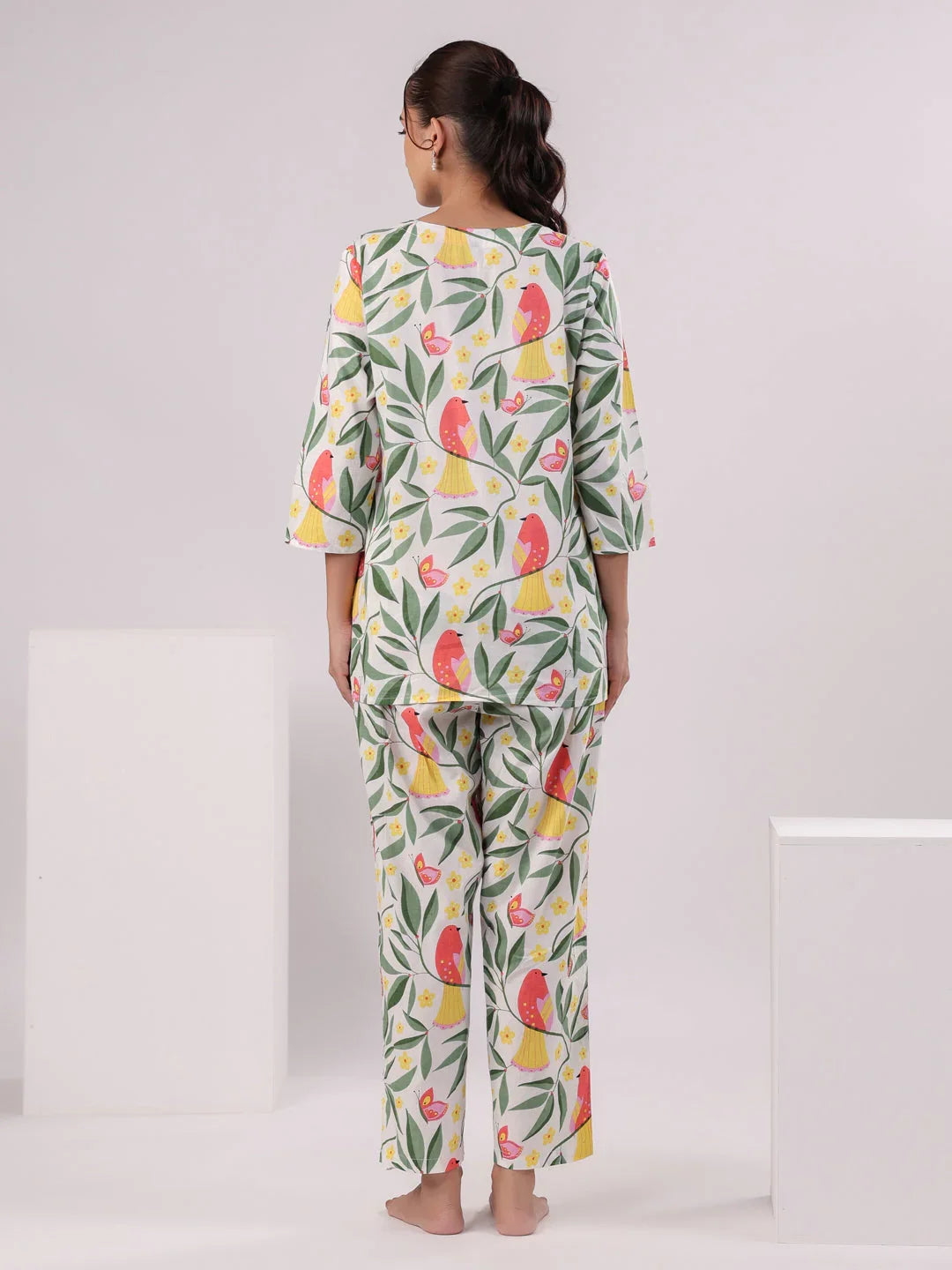 Multi Color Flower Printed Loungewear Set - SanskrutiHomes