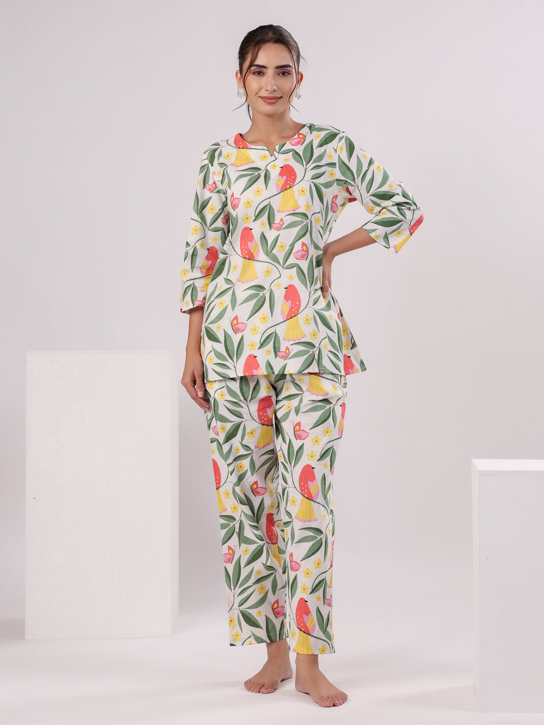 Multi Color Flower Printed Loungewear Set