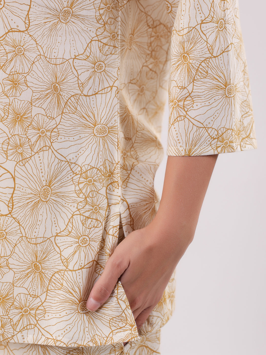 Brown Flower Printed Night Suit Set