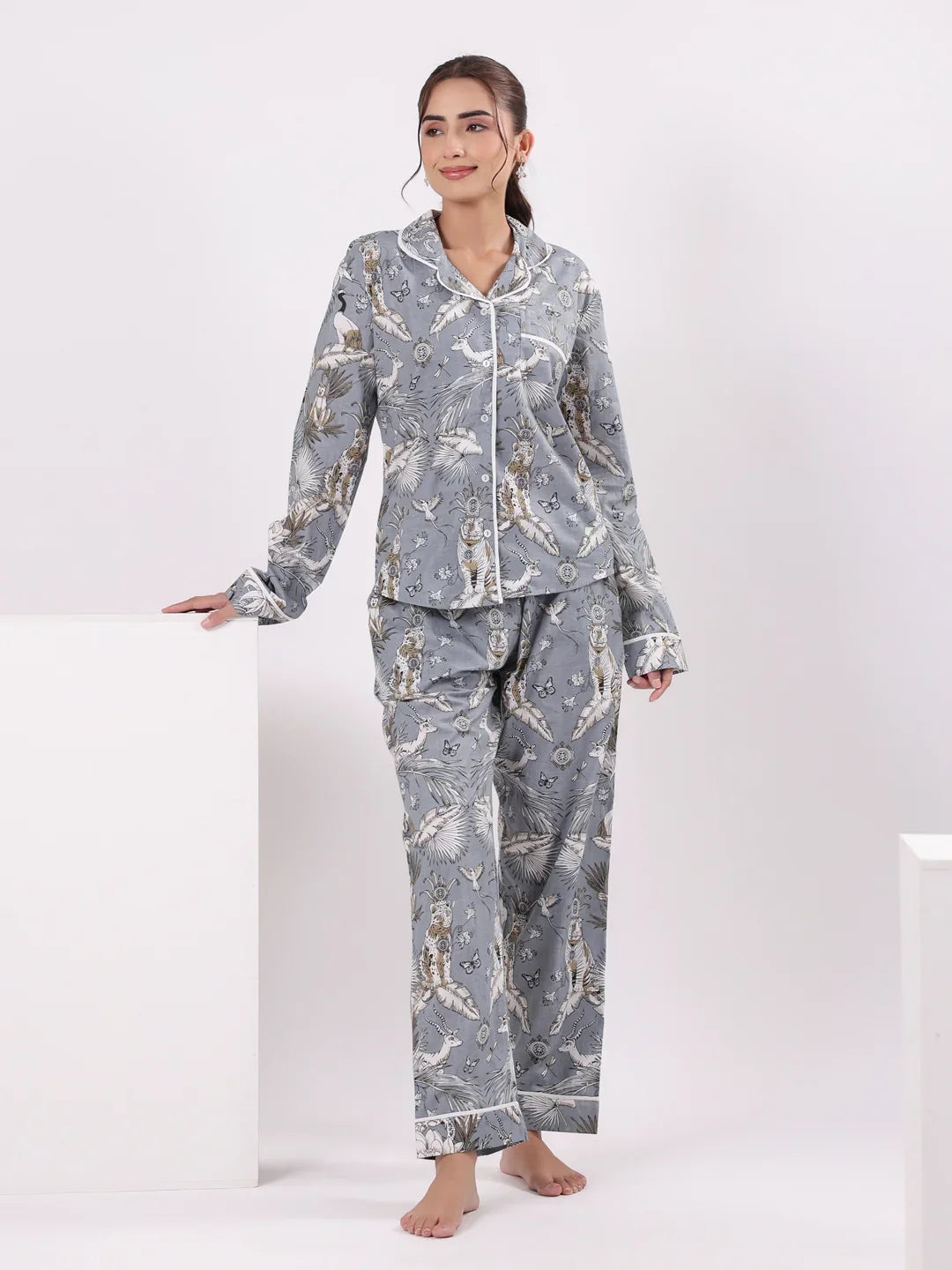 Animal Printed Night Suit Set for Women - SanskrutiHomes