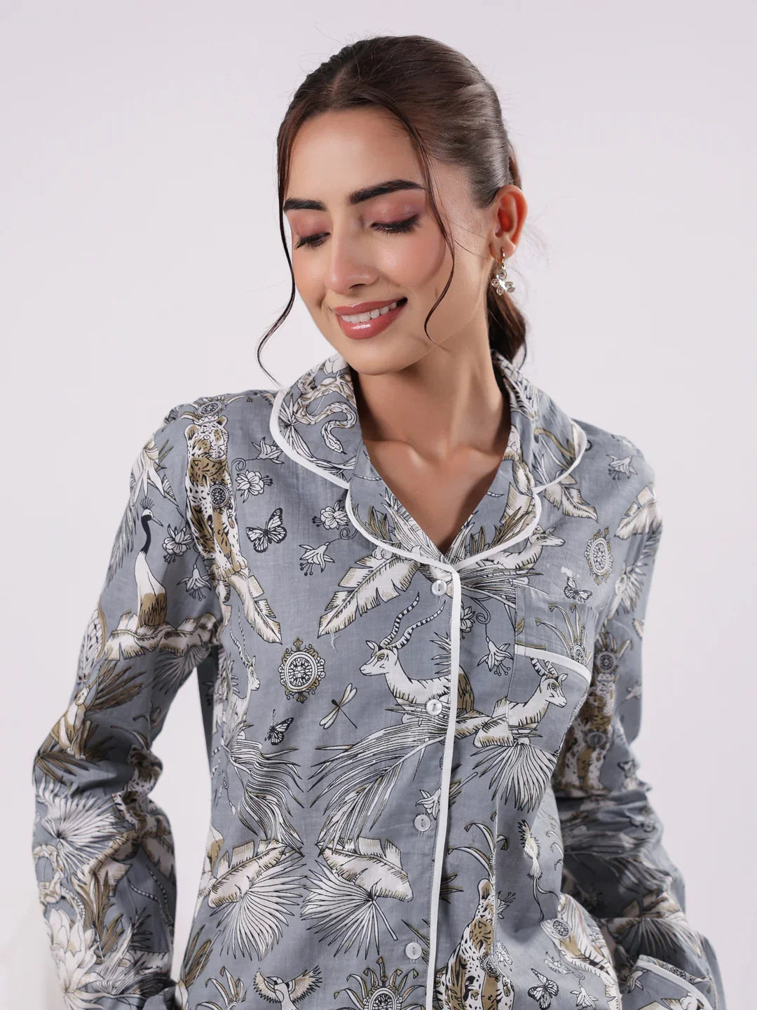 Animal Printed Night Suit Set for Women - SanskrutiHomes