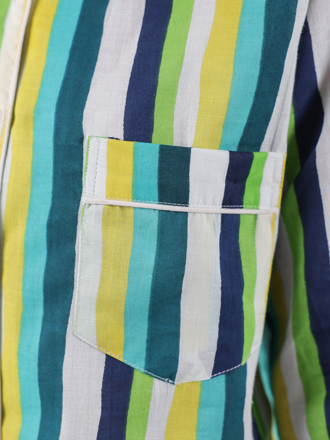 Multicolor Striped Printed Night Suit Set
