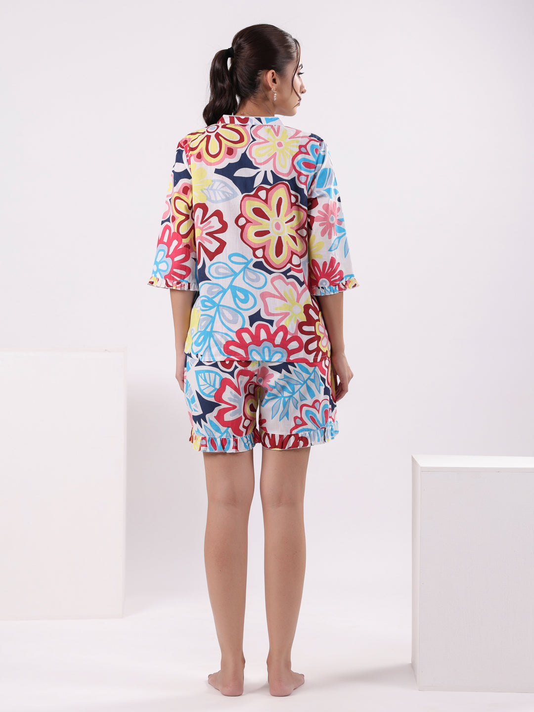 Flower Printed Night Suit Set For Women