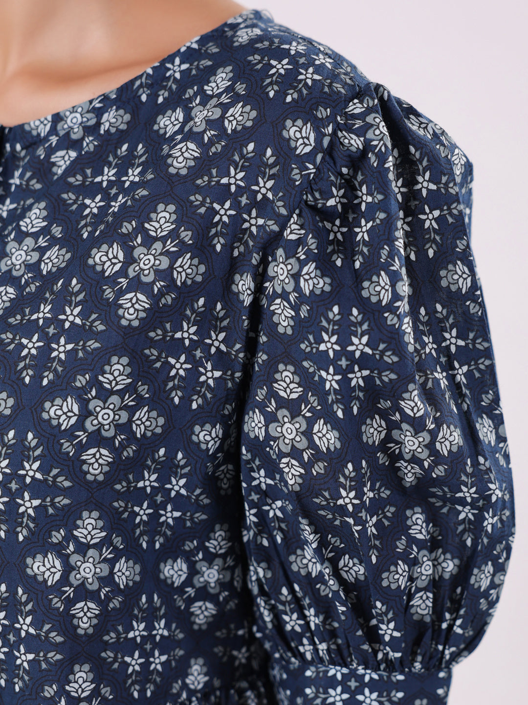 Floral Print Puff Sleeve Dress for Women - SanskrutiHomes