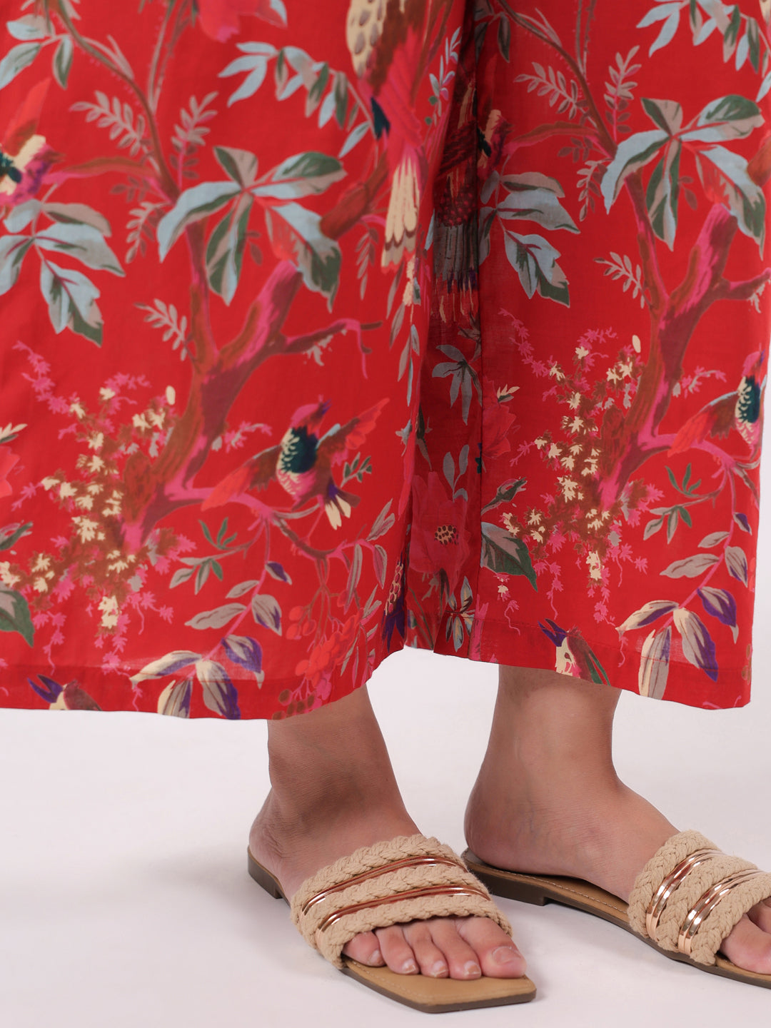 Red Floral Printed Jumpsuit for Women