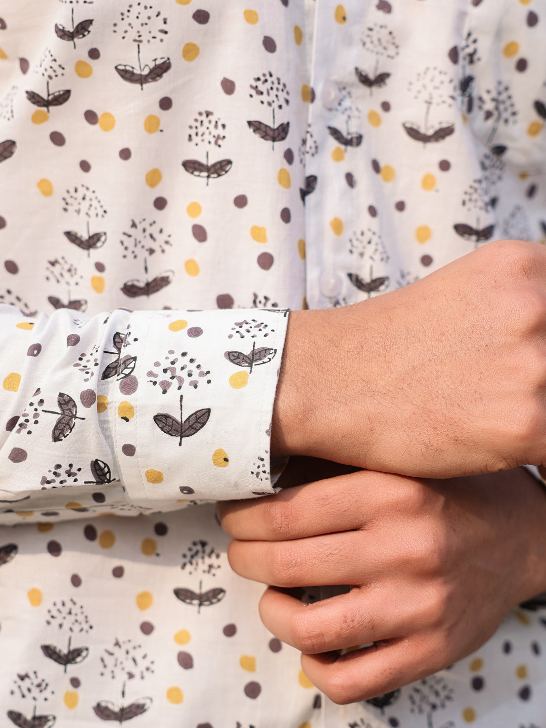 Men's Pure Cotton Off White Casual Shirt