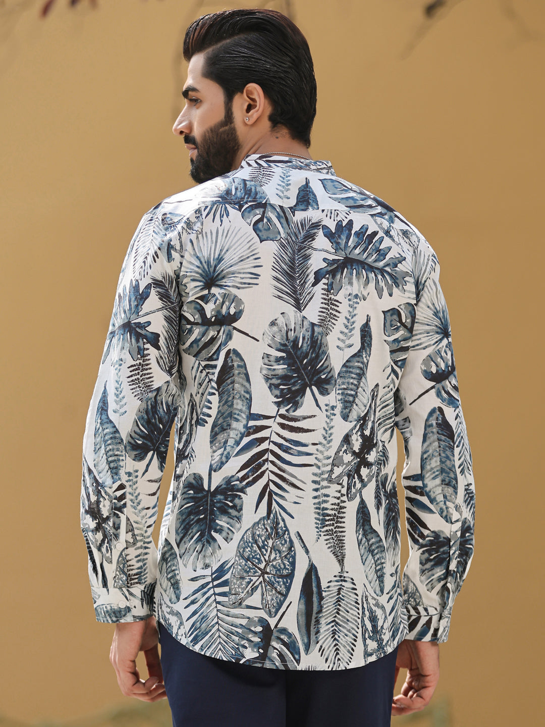 Men's Floral Pure Cotton Grey Printed Kurta - SanskrutiHomes