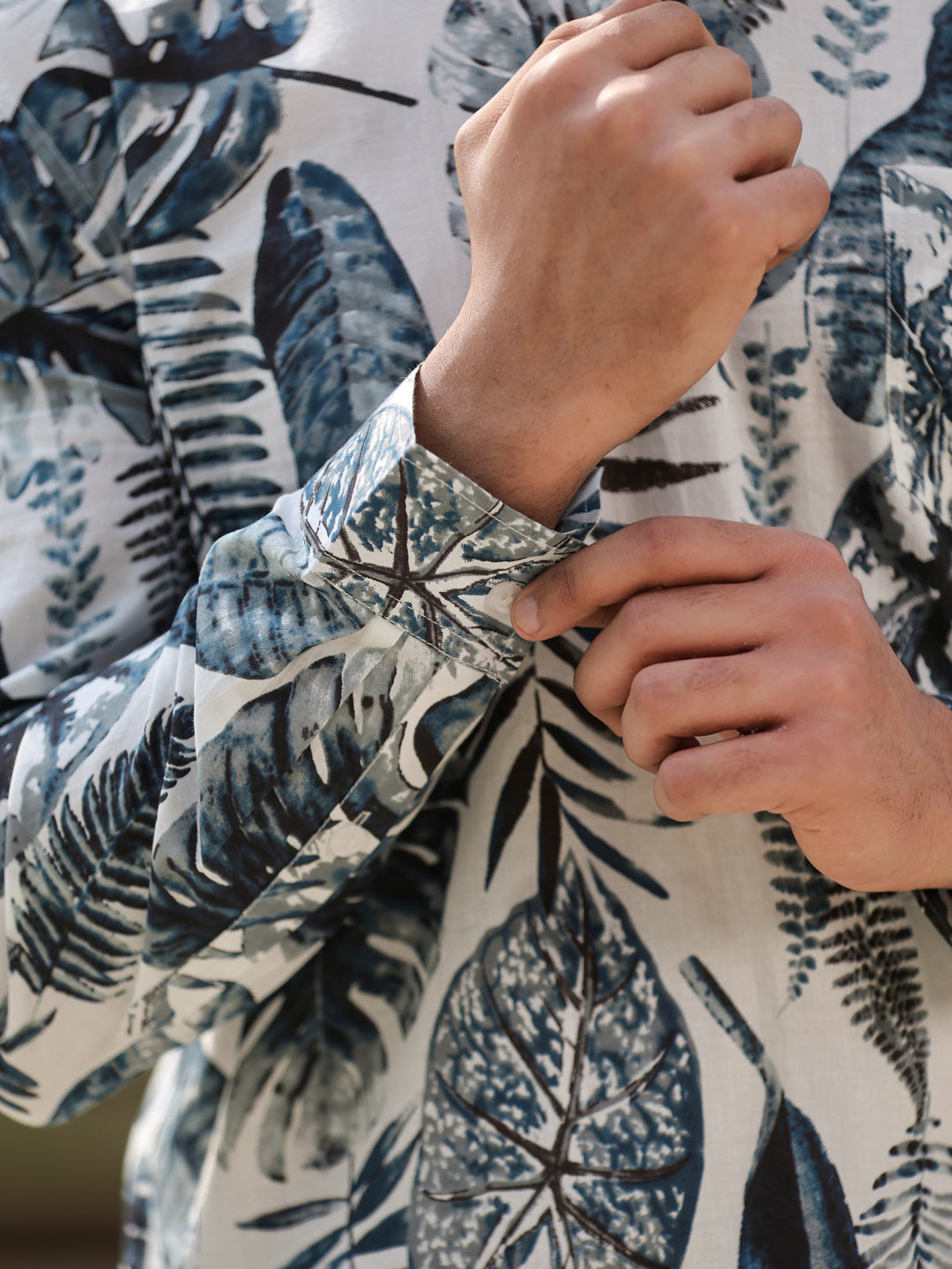 Men's Floral Pure Cotton Grey Printed Kurta