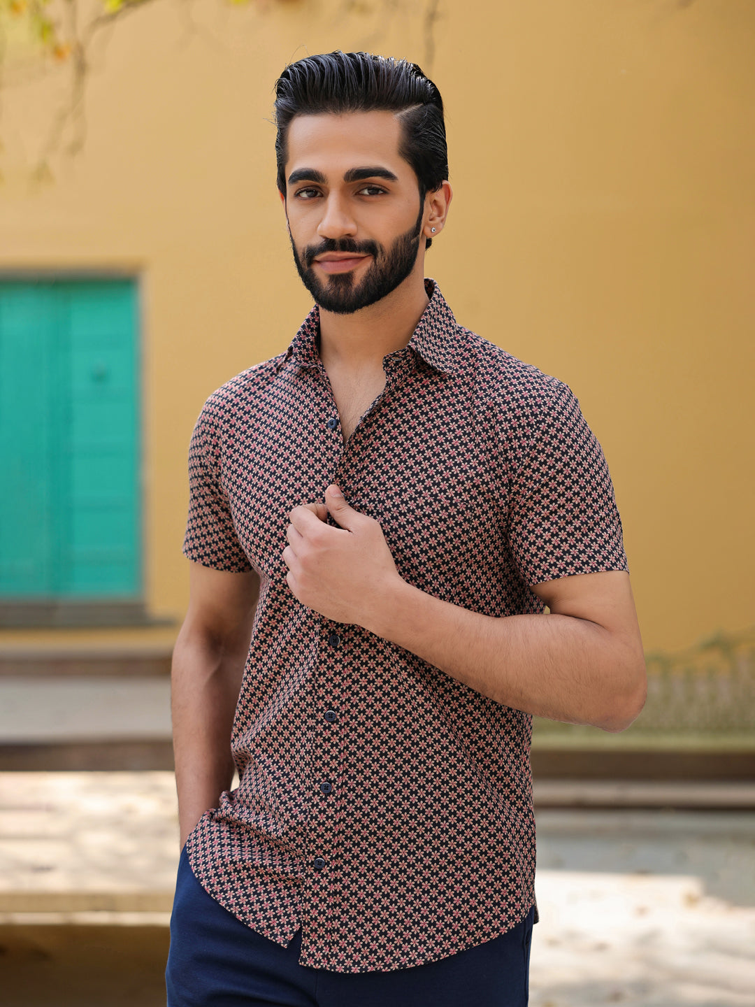 Men's Pure Cotton Black Casual Shirt