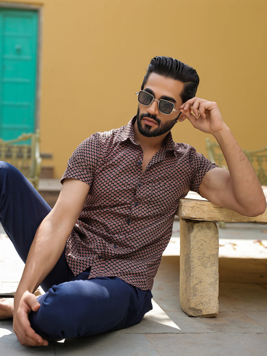 Men's Pure Cotton Black Casual Shirt - SanskrutiHomes