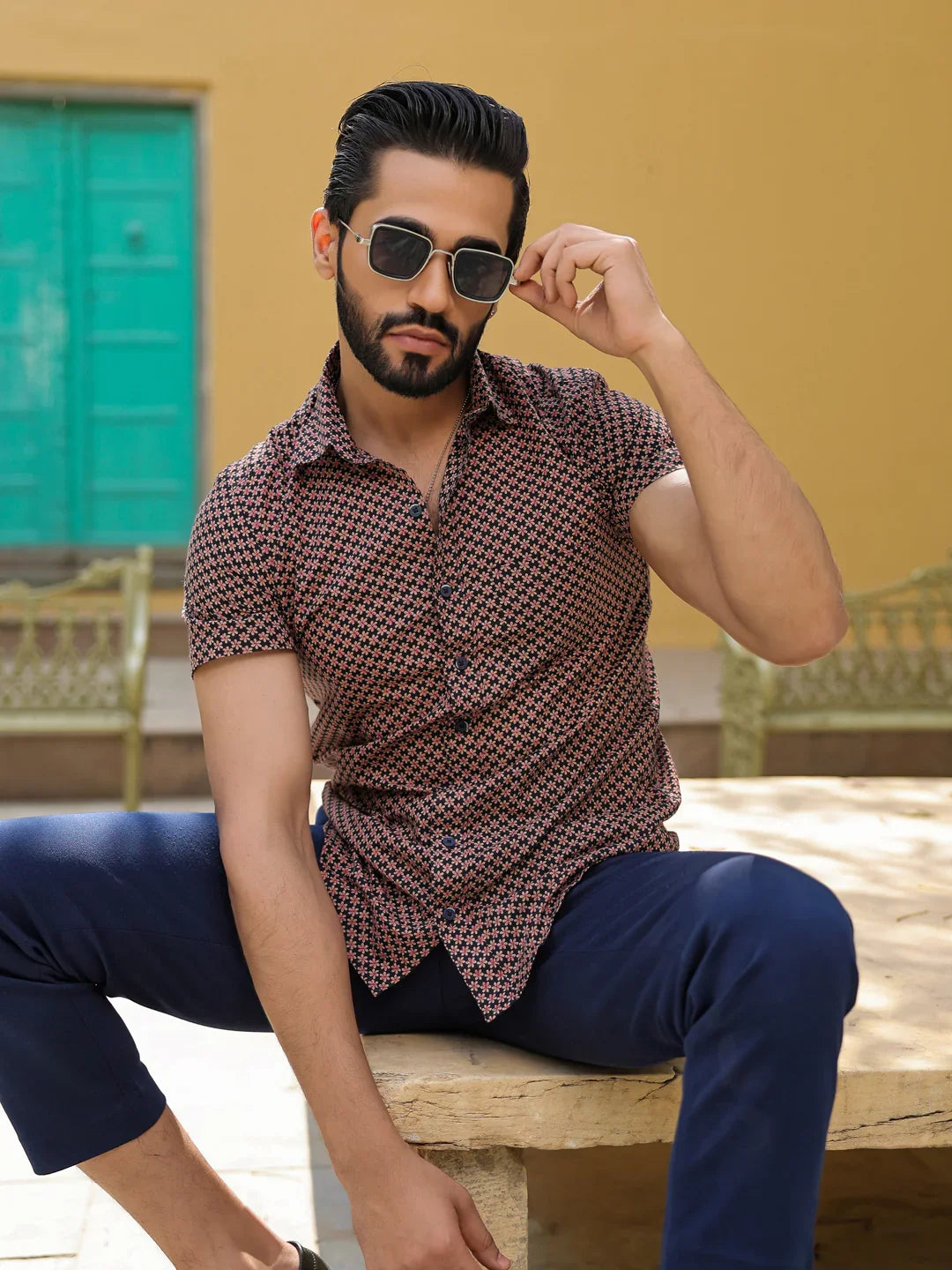 Men's Pure Cotton Black Casual Shirt - SanskrutiHomes