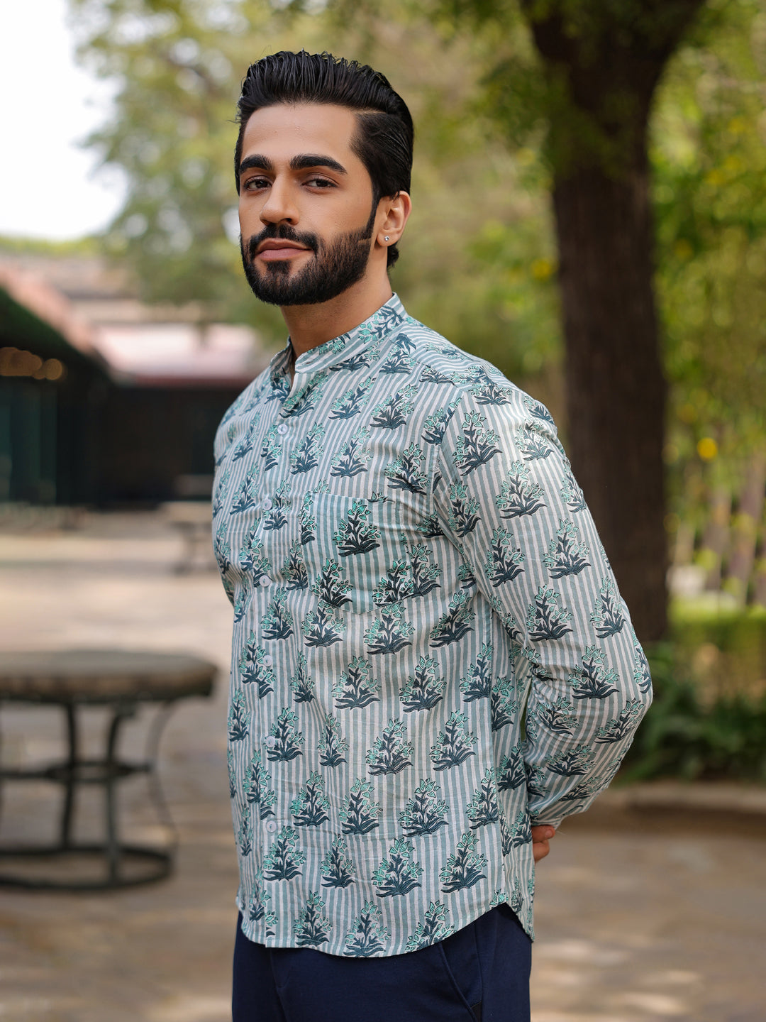 Men's Pure Cotton Off White Casual Shirt - SanskrutiHomes